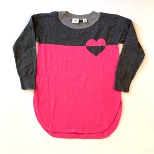 Gap Heart Pink and Gray Sweater